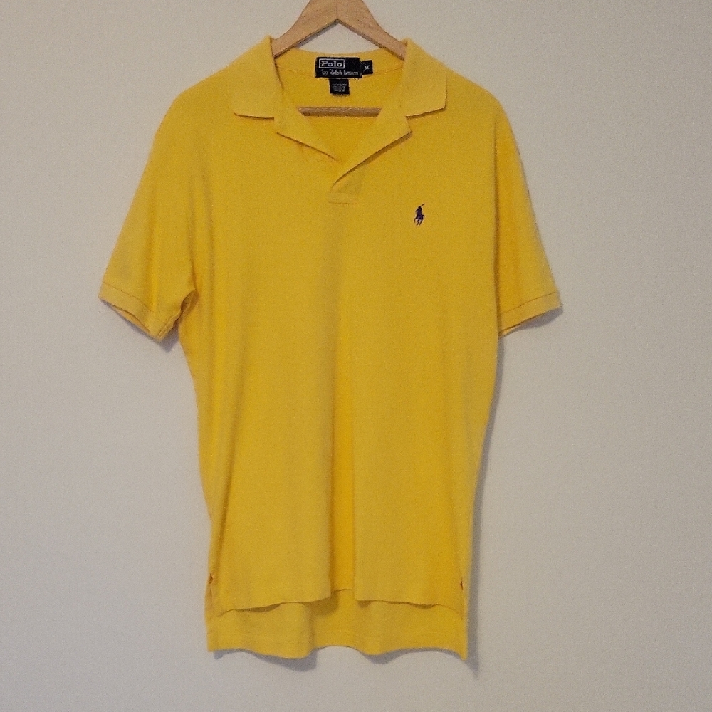 Polo Ralph Lauren Men's Size M Yellow Custom Polo Shirt Purple Pony